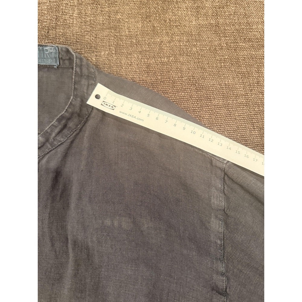 CP Shades Shirt Womens Medium Gray 100% Linen Button Front Tunic Top Long Sleeve - Picture 15 of 16